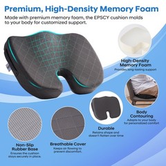 Memory Foam U-Shaped Cushion for Coccyx, Hemorrhoid, Sciatica & Tailbone Pain…