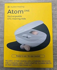 Audien Atom One OTC Hearing Aids Wireless, Rechargeable, Beige