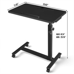 Adjustable Overbed Bedside Table, Hospital Bed Table with Wheels, Portable Ro…
