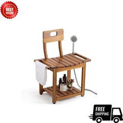 23.4″ Shower Chair with Backrest 450 lbs Non Slip Acacia