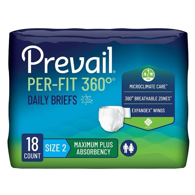 Prevail Per-Fit 360 Daily Briefs Max Plus Absorbency Size 2, 18 Ct White