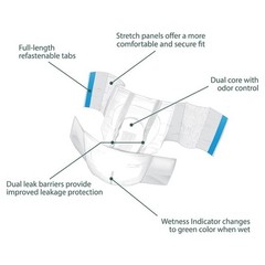 Assurance Unisex Stretch Briefs with Tabs, L XL, 68 Count