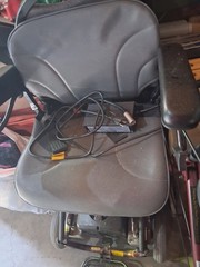 Electric Power Wheelchair w/ Joystick Control, 4-Wheel, Gray/Red