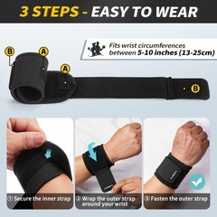 Wrist Wraps for Men and Women 2 Pack, Adjustable Compression Wrist Brace for …