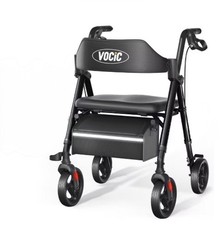 VOCIC Z21 Foldable Rollator Walker w/Seat Supports 330lb, 8″ Wheels For Seniors
