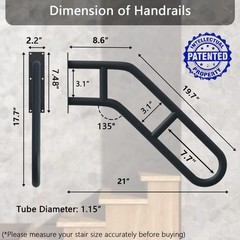 Upgraded Stair Handrails for 1-3 Steps, Wall Mounted Safety Grab Bar with Matte