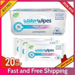 3 Pack WaterWipes for Adults – 90 Sensitive XL Wipes, 99.9% Water, Daily Use New