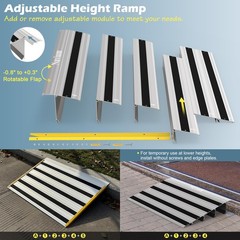 Nuvium 4″ Rise Door Threshold Ramps for Doorways, Stable 4″-Rise, Silver