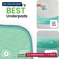 IMPROVIA® Washable Underpads, 34″ x 36″ (Pack of 4) – Heavy Absorbency Reusable