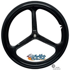 24″ x 1″ (540m) 3 Spoke CARBON Wheel W/ Air Pneumatic Tire and Aluminum. Set of