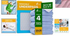 Durable 34×36 Washable Underpads – Multi-purpose Pads for Pet and Elder Care