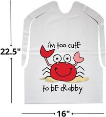 Disposable Adult Bibs with Cute Crab Pattern, Waterproof and Rollable, 500 Count
