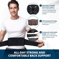 Strong Self-Heating Fit Lower Back Brace – Advanced Composite Fiber Suppor