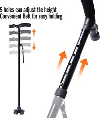 5-Levels Adjustable Height Walking Stick Portable Foldable Cane Travel Camping