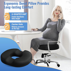 Donut Pillow Stadium Seat Cushion for Tailbone Pain Relief and Hemorrhoids, Memo