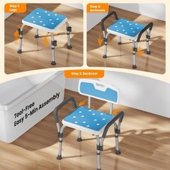Shower Chair for Inside Shower with Arms and Back, 500 lbs Heavy Duty Shower …
