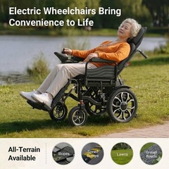 Fold and Travel Manual Recline Lightweight Electric Power Wheelchair for Seniors