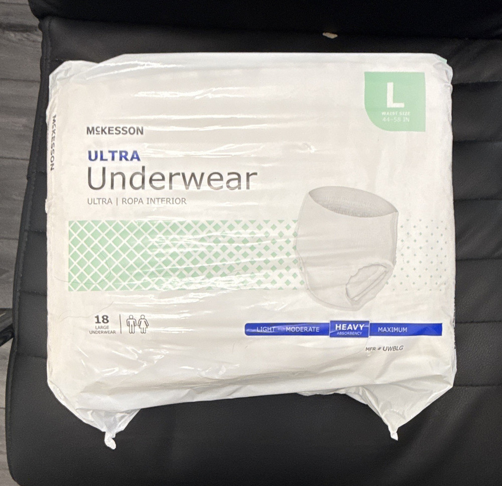 McKesson Ultra Underwear Incontinence Pants L Heavy 18 Ct White Odor Control