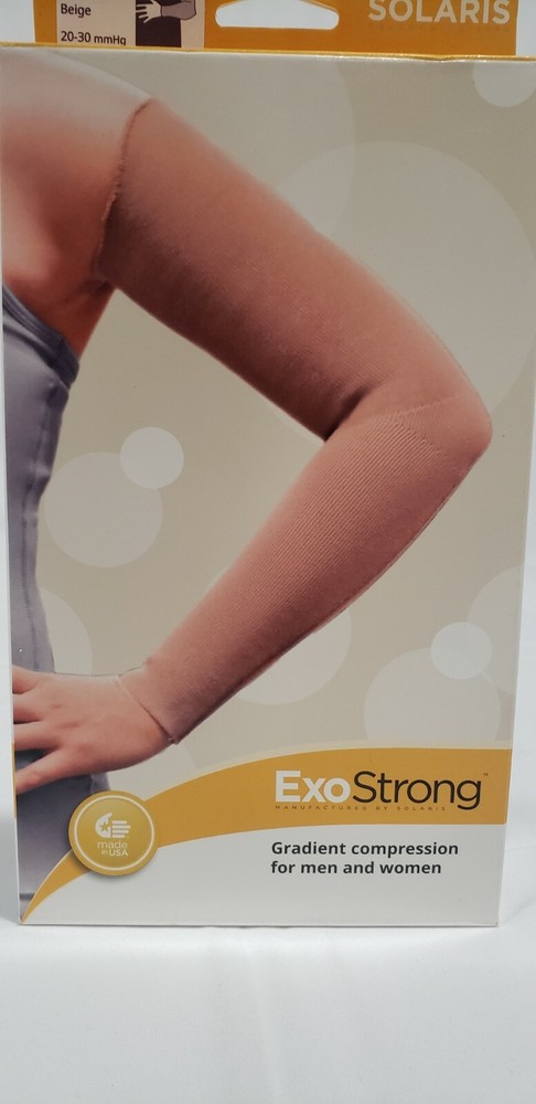 Solaris ExoStrong Gradient Compression Flat Knit Arm Sleeve Beige 20-30 mmHg