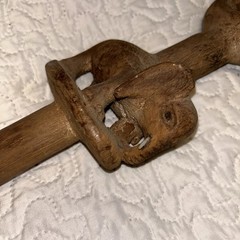 Cane Walking Stick carved Elephant wooden handmade 36”