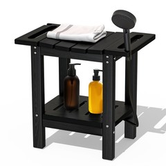 HDPE Shower Stool Bathroom Bench with Storage Shelf Water Resistant