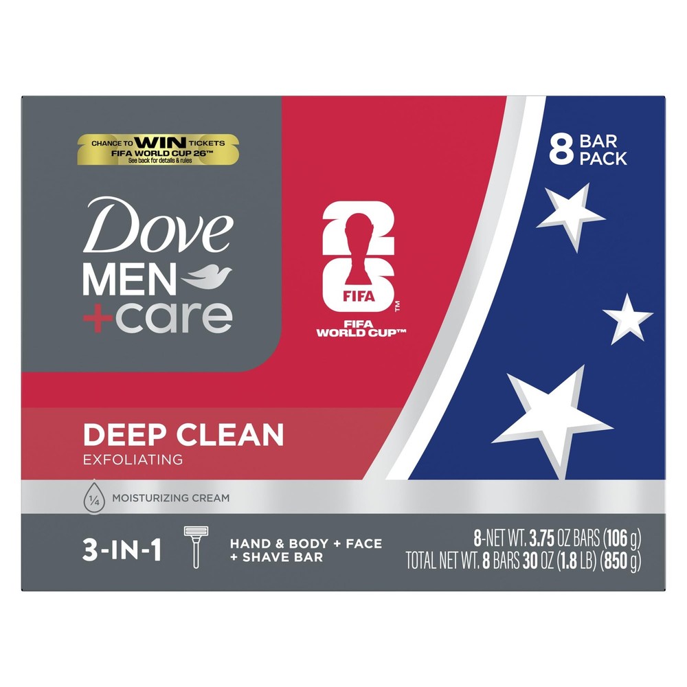 Dove Men + Dove Mens Bar Soap Deep Clean 8 Bars More Moisturizing