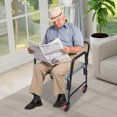 Toilet Chair Bedside Commode Chair Rolling Commode Chair w/Wheels 250kg/551.16lb