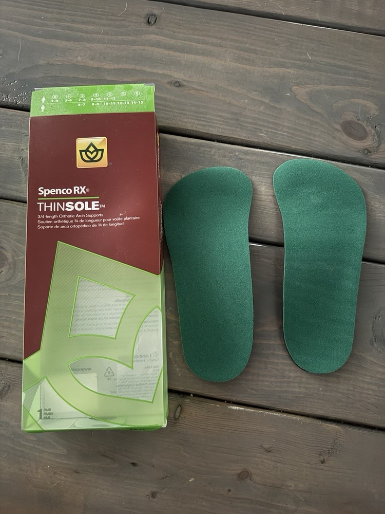 Spenco 3/4 Length Thinsole Orthotic Arch Support Shoes Insoles Size W3-4