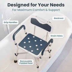PELEGON Shower Chair for Elderly Disabled 450lb Padded Armrests Back #R047