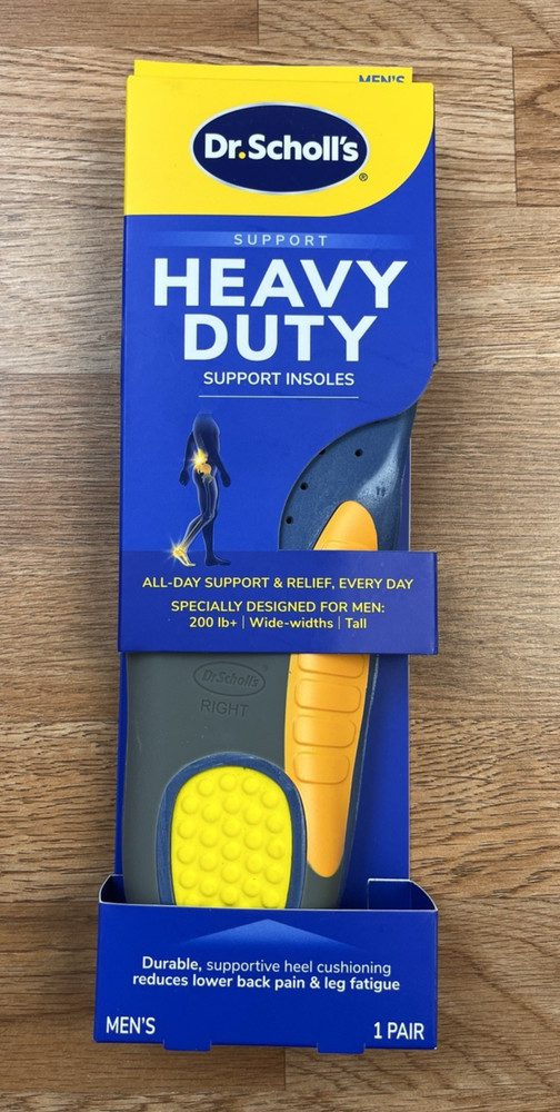 Dr. Scholl’s Heavy Duty Support Insoles Men 200 lbs+ Wide Tall Sizes 8-14 NEW
