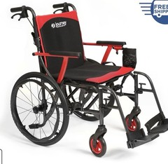 Red Ultra Lightweight Wheelchair 14 lbs Journey So Lite C2 250 lb Capacity