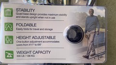 FOLDING CAN REVERSIBLE QUAD BASE RIGHT & LEFT HANDED 300 LBS – BRAND NEW