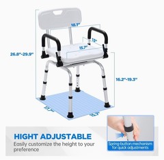 Shower Chair Rotating Swivel Seat Medical Bath Chair With Backrest