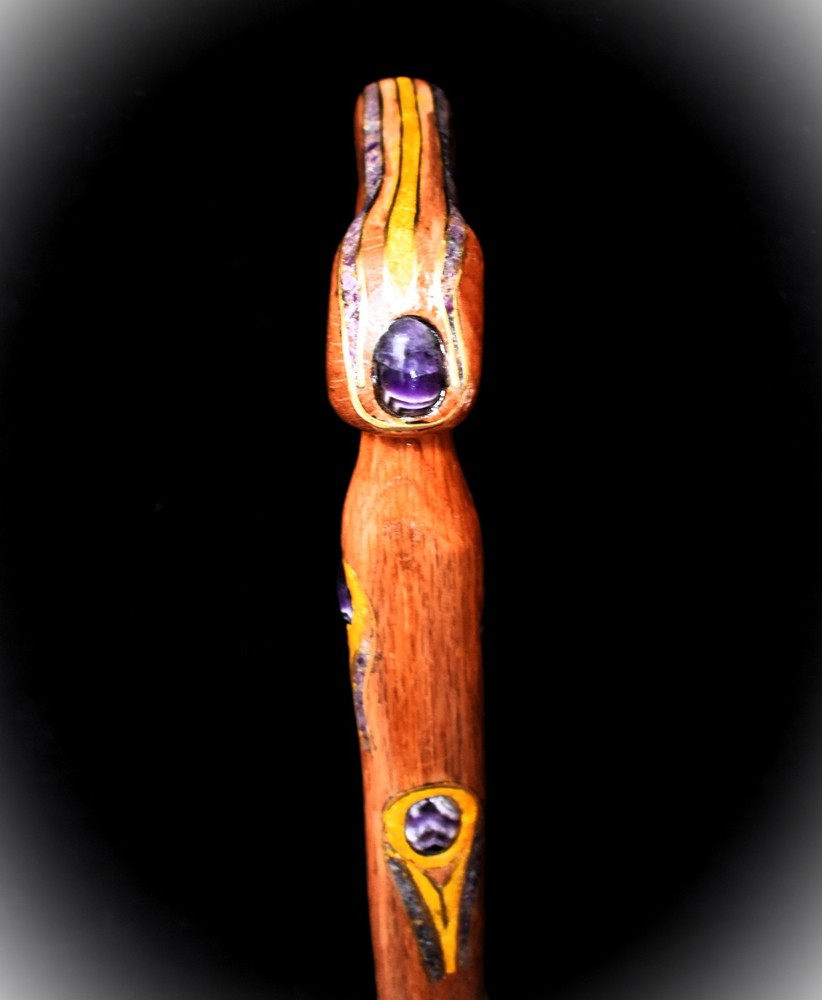Amethyst and Oak Cane with Brass and Yellow !!