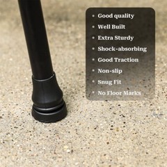 4-Pack Rubber Cane Tips 3/4 Inch Heavy Duty Walking Cane Tips Black Sturdy