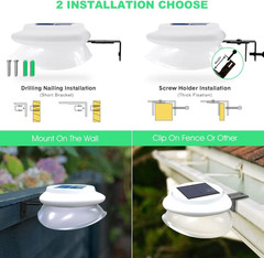 Outdoor Solar Gutter Lights – Solar Fence Lights Outdoor Waterproof LED Deck Lig