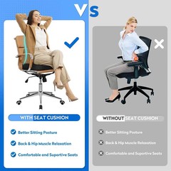 Seat Cushion, Memory Foam Chair Pad Cushion for Back Tailbone Pain Relief Black