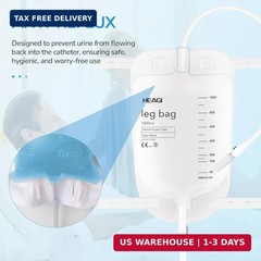 3 Pack Catheter Bags, 1000mL/33.8oz, Easy-Tap Leg Bag Urinary Drainage Bag, Anti
