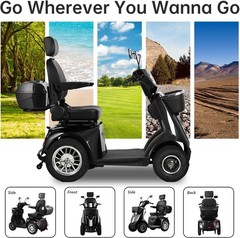 1000W Heavy Duty 4 Wheel Mobility Scooters for Seniors 40 Miles 500 lb Capacity