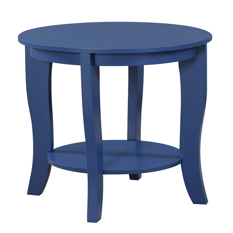 Convenience Concepts American Heritage Round End Table Cobalt Blue