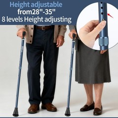 Foldable Adjustable Walking Cane Women Shock Absorbing All Terrain Tip Stick