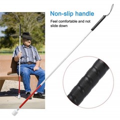 43 Inch Folding White/Red Mobility Cane Reflective Blind Walking Stick Tool