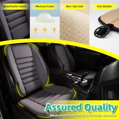 Car Seat Cushion with Back Support Pillow, Memory Foam, Grey | Front Dark Grey