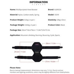 Power Knee Stabilizer Pads (1 Pair), Breathable (Black)