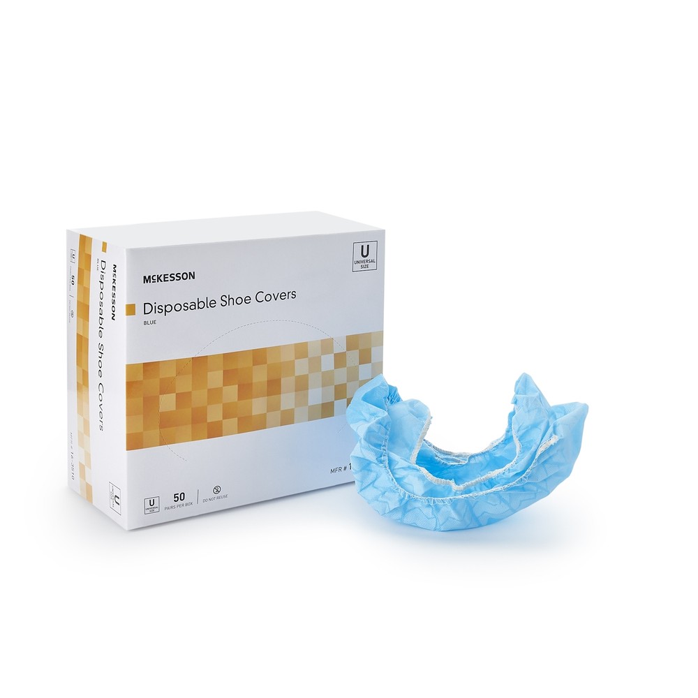 McKesson Blue Shoe Cover One Size Nonskid Sole 16-3510 300 Ct