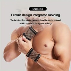 4 PCS Copper Sports Wrist Band Brace Wrap Adjustable Support Strap Carpal Tunnel