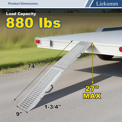 74″ Folding Motorcycle Ramp, 440 Lbs Heavy Duty Loading Ramp for Pickup Trucks,