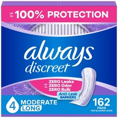 Always Discreet Adult Incontinence Pads for Women, Drier, 4 Drop Long Length,…