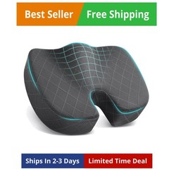 Seat Cushion – Memory Foam Cushion for Office Chair, Car Seat, Airplane, Blea…