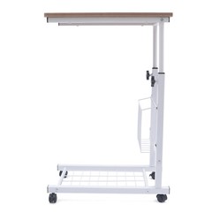 Adjustable Height Overbed Bedside Table Rolling Overbed Table Sofa Laptop Desk